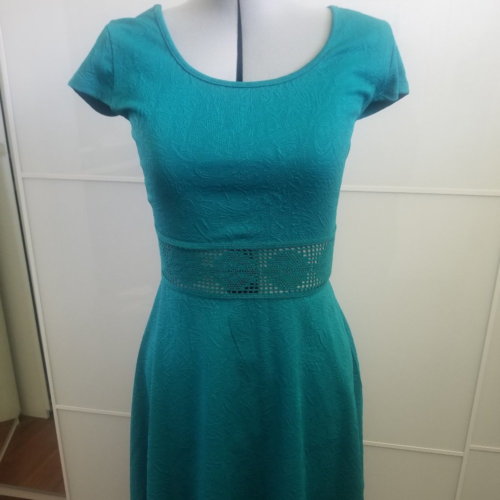 Fit and Flare Lace Cutout Textured Love Fire Dress
